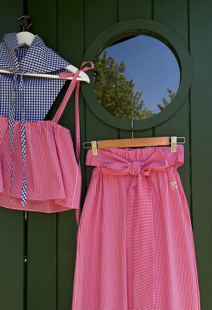 Pantaloni Gingham Rosii