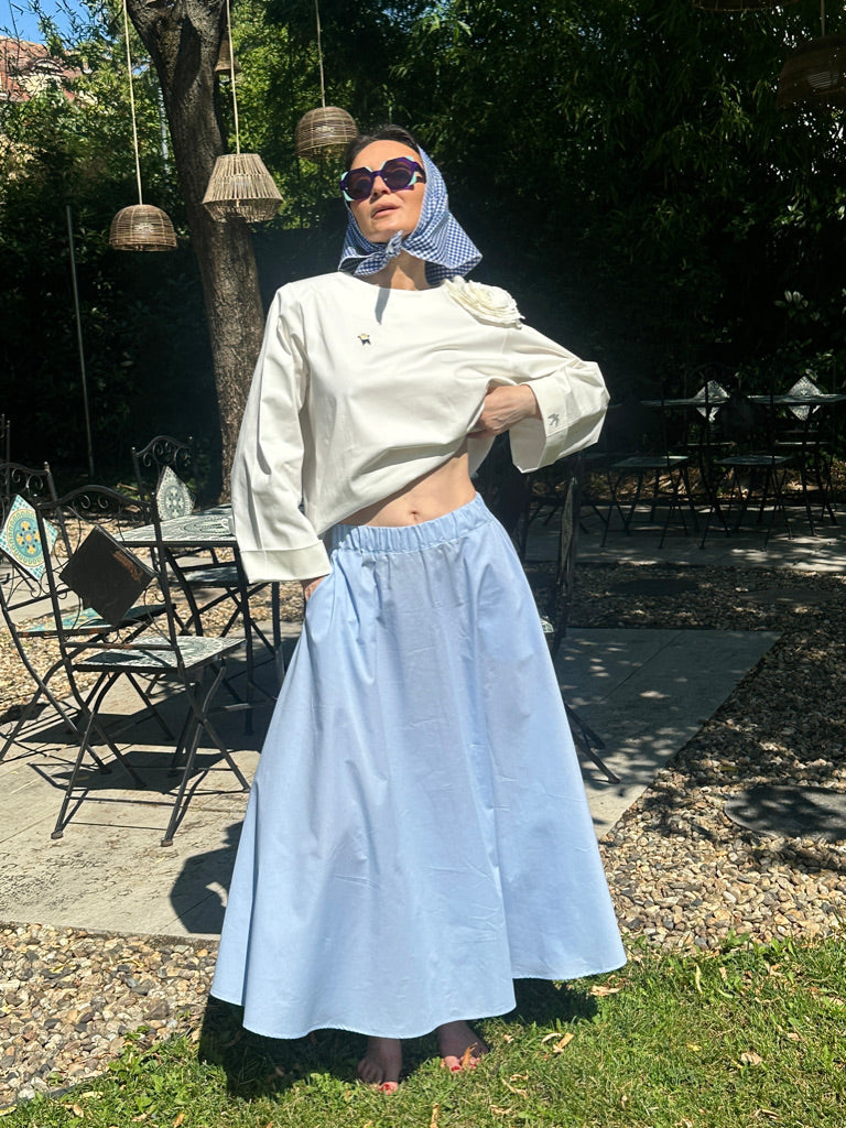 Fustă Bleu Maxi cu Buzunare