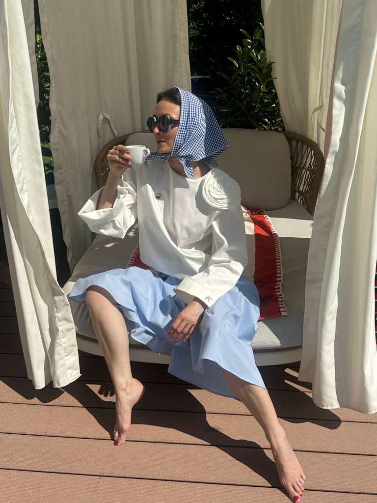 Fustă Bleu Maxi cu Buzunare