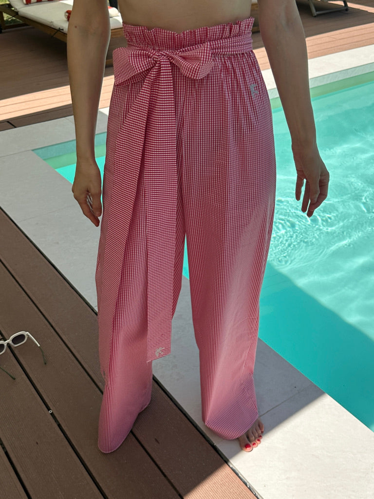 Pantaloni Gingham Rosii