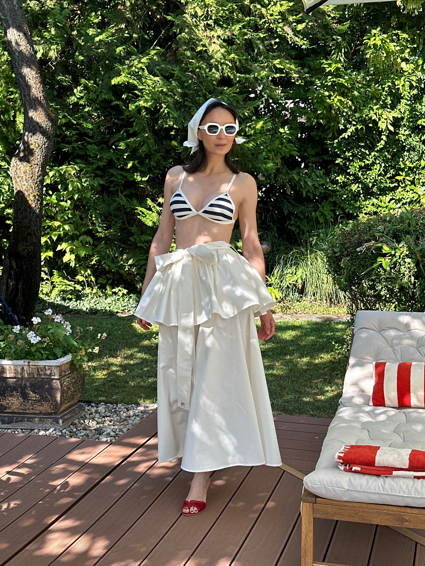 Eșarfă Batistă Gingham Albastru-Alb