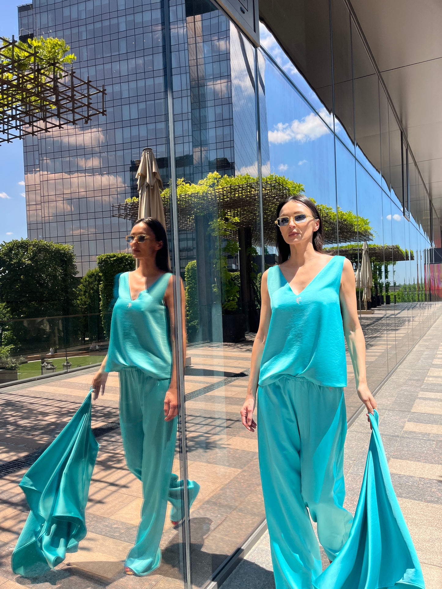 Set din satin- PANTALONI