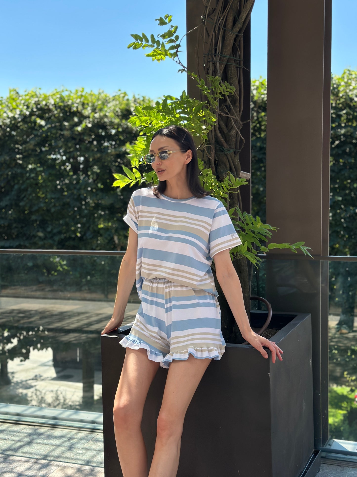 Tricou Oversize în Dungi