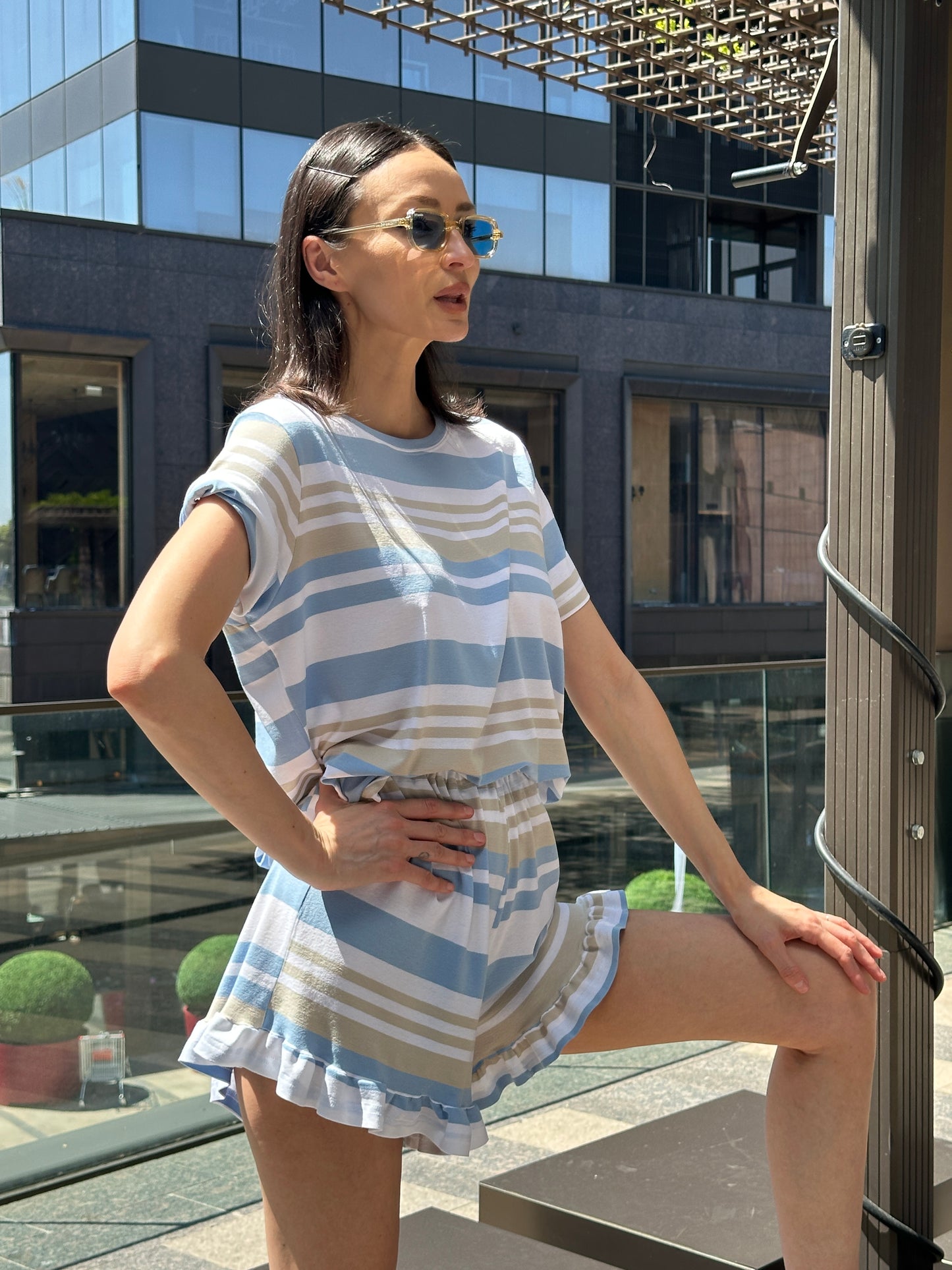 Tricou Oversize în Dungi